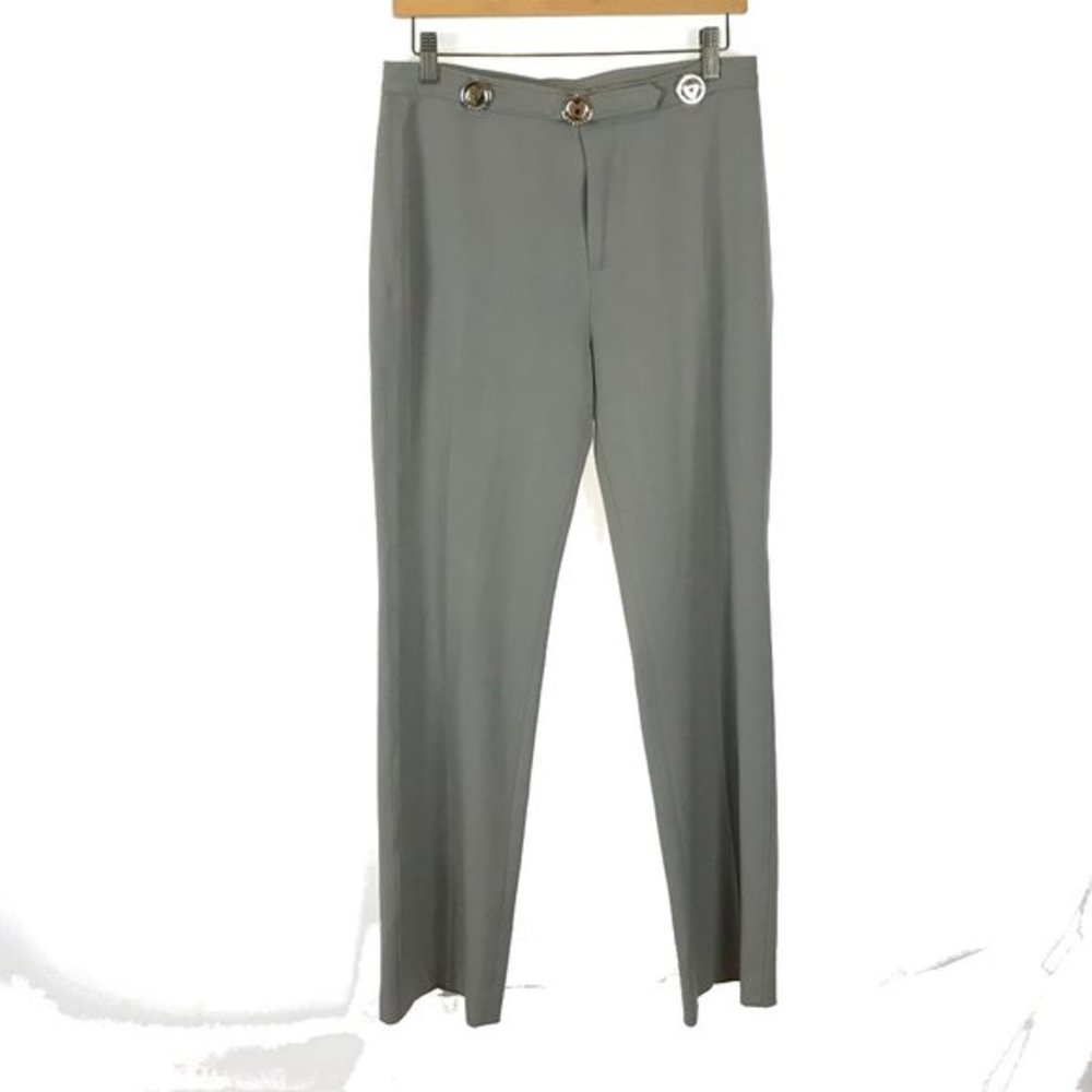 Womens Size 12 Vertigo Gray Metal Heart Medallion Trouser Pants Made in France